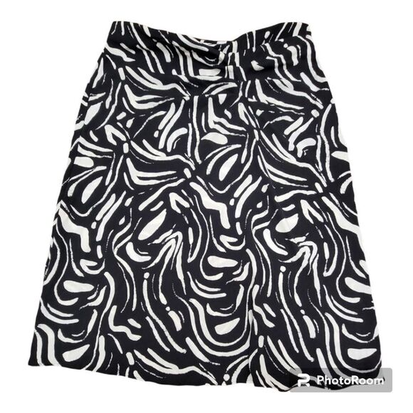 Nine West Side Ruched Midi Skirt Zebra Print Side Zipper Pencil Unlined Size XL - Picture 1 of 7